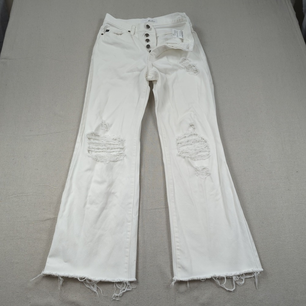 Kancan Jeans Womens 26 White Montana High Rise 90s‎ Flare Stretch Boho Hippie